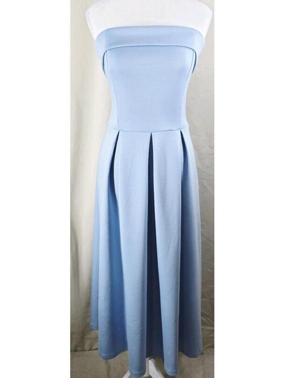 ZESICA Blue Strapless Off Shoulder Midi Dress XL NWT Clear Straps A Line Flowy